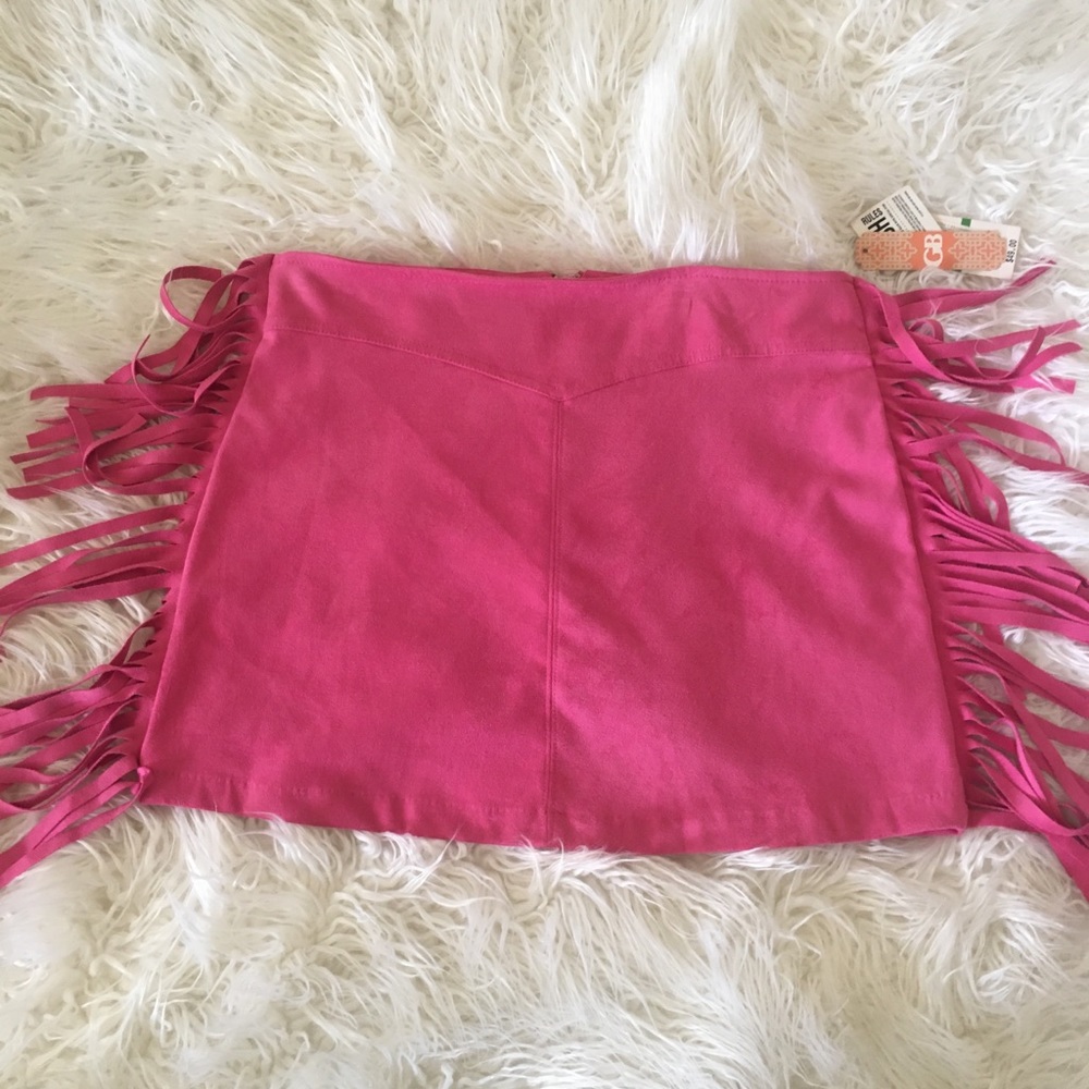 Faux suede pink skirt
